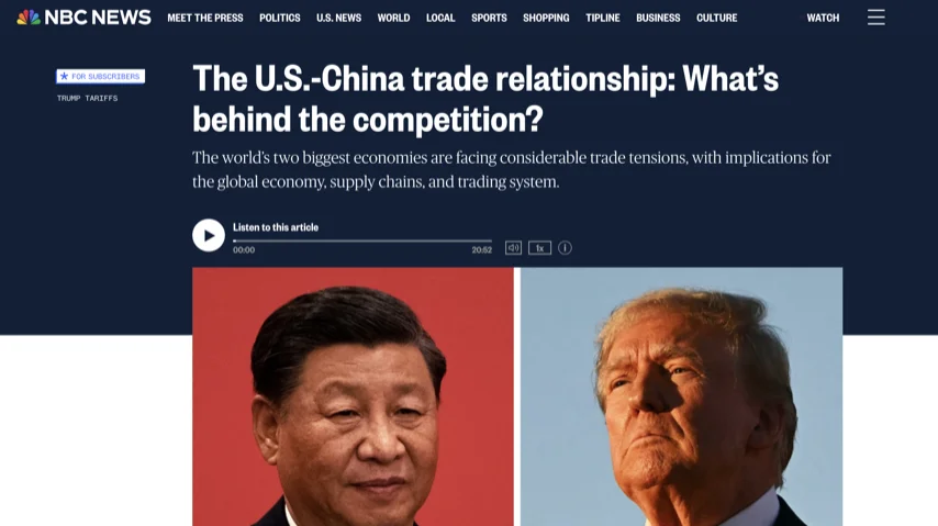 U.S.–China trade war news coverage on national media